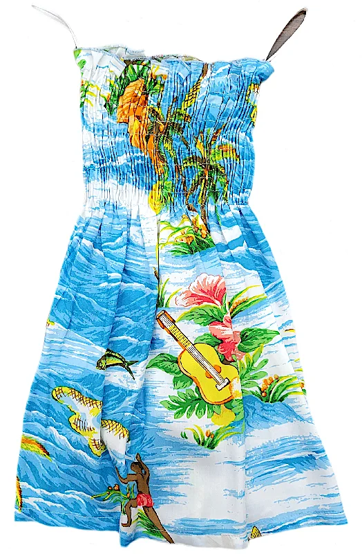Value Deals 109R - Girls Elastic Tube Top Dress Ocean Aqua