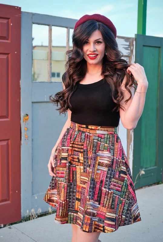 Seasonal Sale long-sleeve floral dressDon't Judge a Book by its Cover A-Line Skirt
