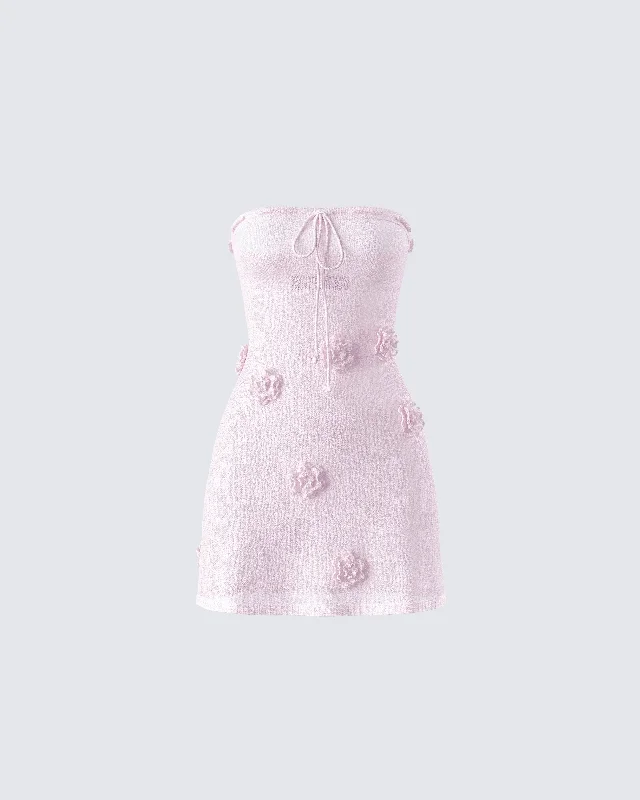 Online Specials puff sleeve dressLeilani Pink Crochet Flower Mini Dress