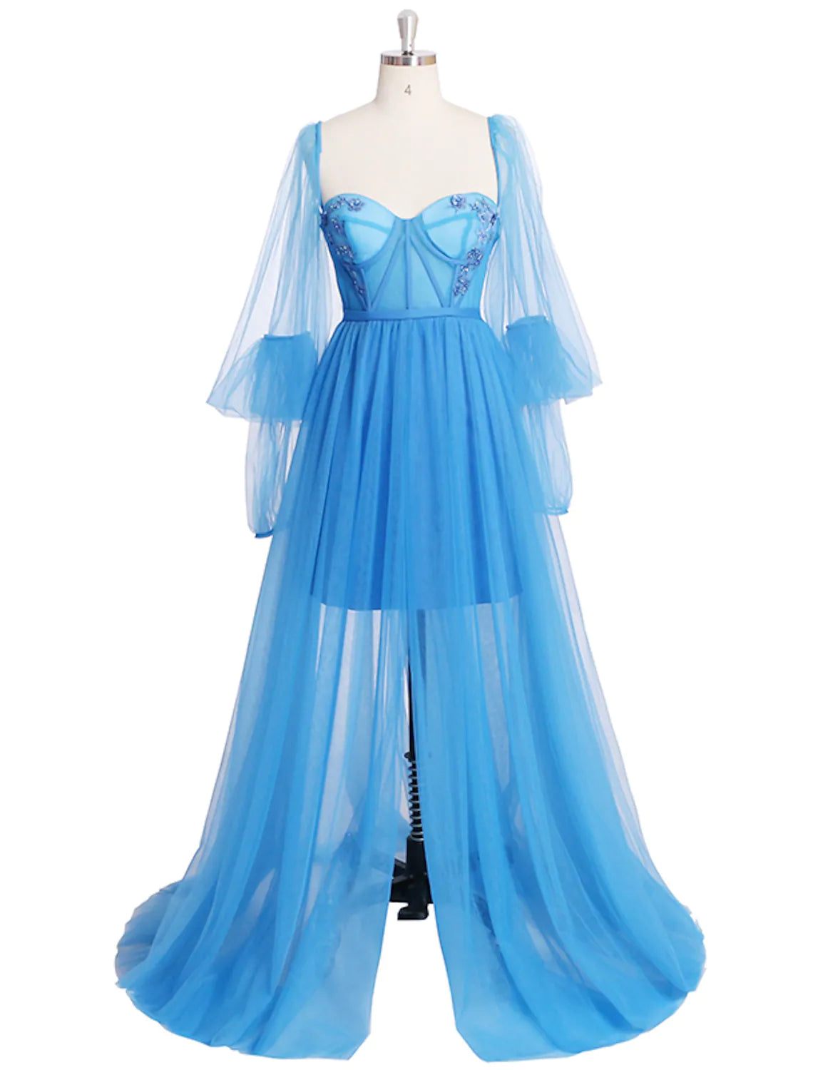 Buy Now A-Line Corsets Luxurious Elegant Engagement Formal Evening Birthday Dress Long Sleeve Tulle with Pleats