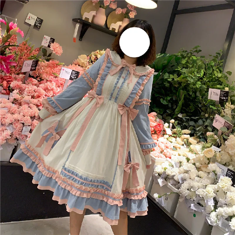 Unmissable Offer one-shoulder dressNiu Niu~Plus Size Lolita Dress Oversized OP Long Sleeve