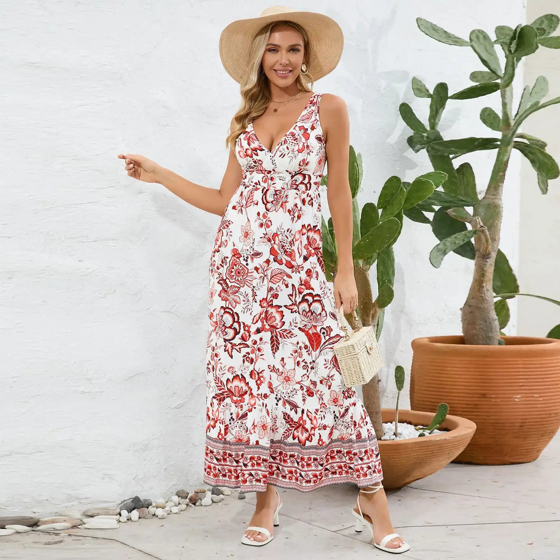Price Reduction winter dressSummer Floral Paisley V-Neck Dress