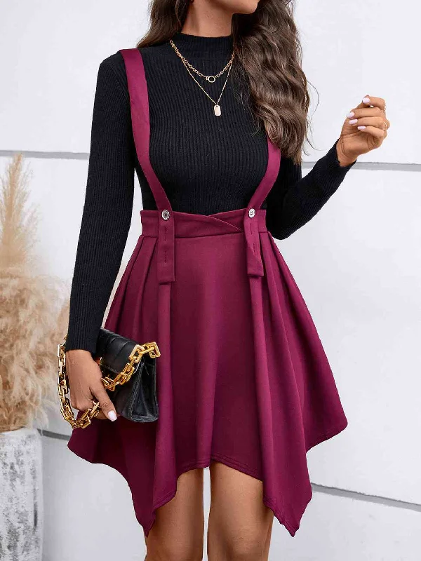 Savings Galore luxury dressZip Back Buttoned Overall Skirt Dress