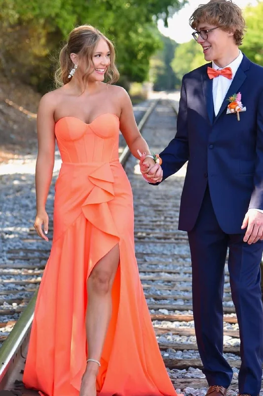 Discount Days vintage dressSweetheart Orange Sheath Long Party Dress