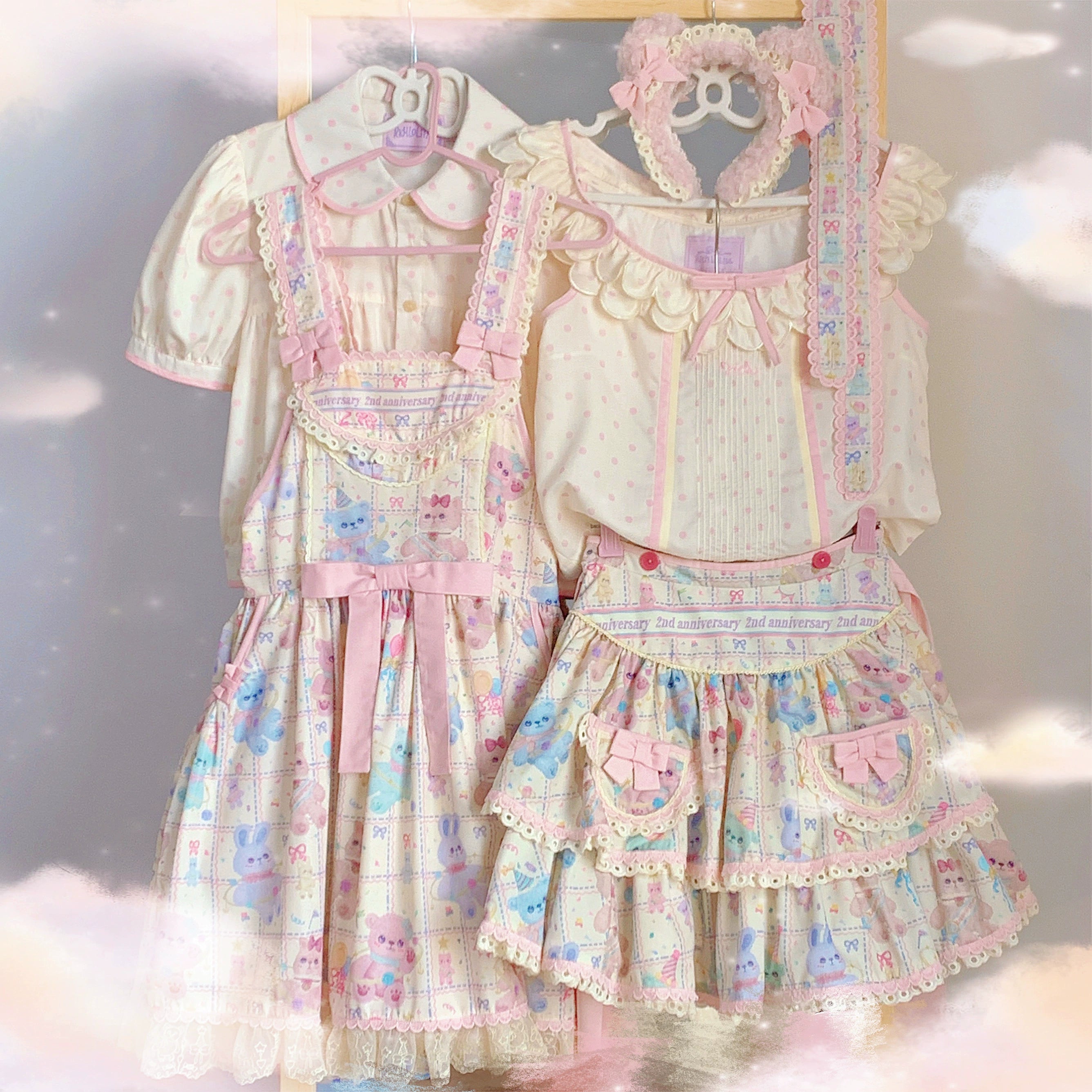 Stock Clearance stylish dressRichLolita~Starry Pudding Bear~Sweet Lolita Jumper Dress Printed OP Dress