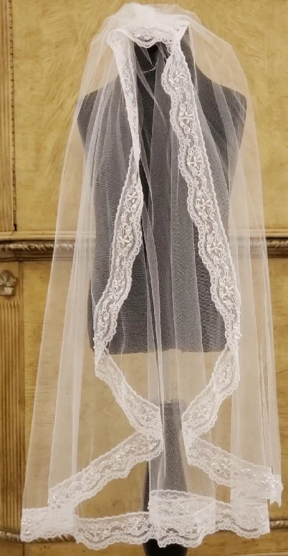 Season Finale Sale long sleeve dressEmbellished Chantilly Lace Veil