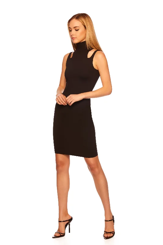 Online Exclusive modern dressmock neck double strap dress