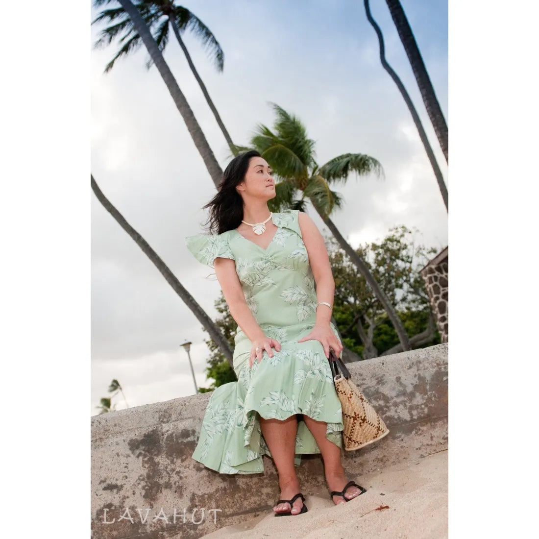 Seasonal Clearance Ulu Green Pauahi Hawaiian Dress