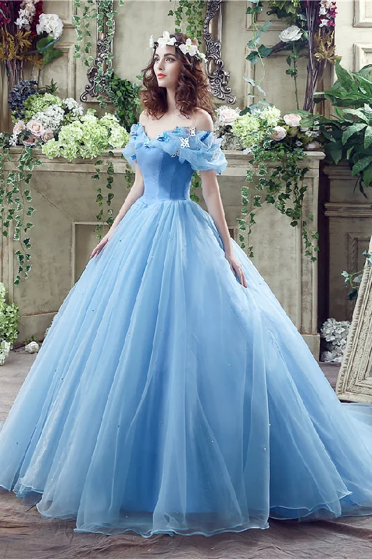 Limited Availability wrap dressPrincess Blue Ball Gown Off Shoulder Cinderella Dress