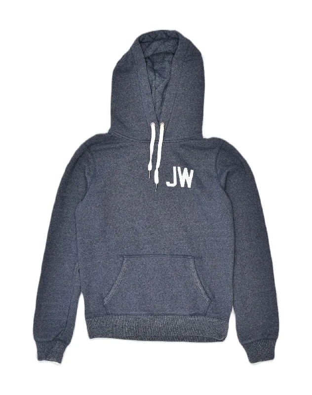 zippered hoodieJACK WILLS Womens Graphic Hoodie Jumper UK 10 Small Navy Blue Cotton