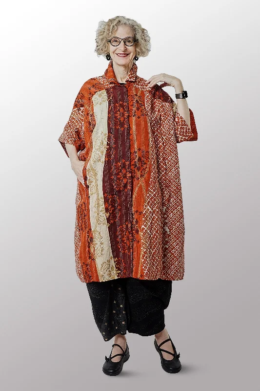 Instant Discount KIMONO COTTON KANTHA WIDE SHIRT DRESS - kc2448-org -