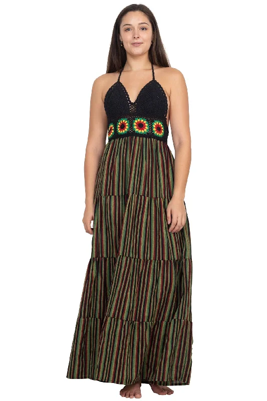 Special Buy Rasta Crop-Top Stripe Maxi Dress