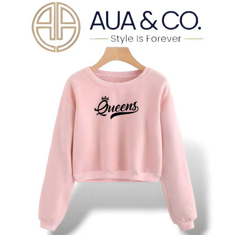 oversized gym sweatshirt"Queens" Pink Crop Sweatshirt - AUA&CO*