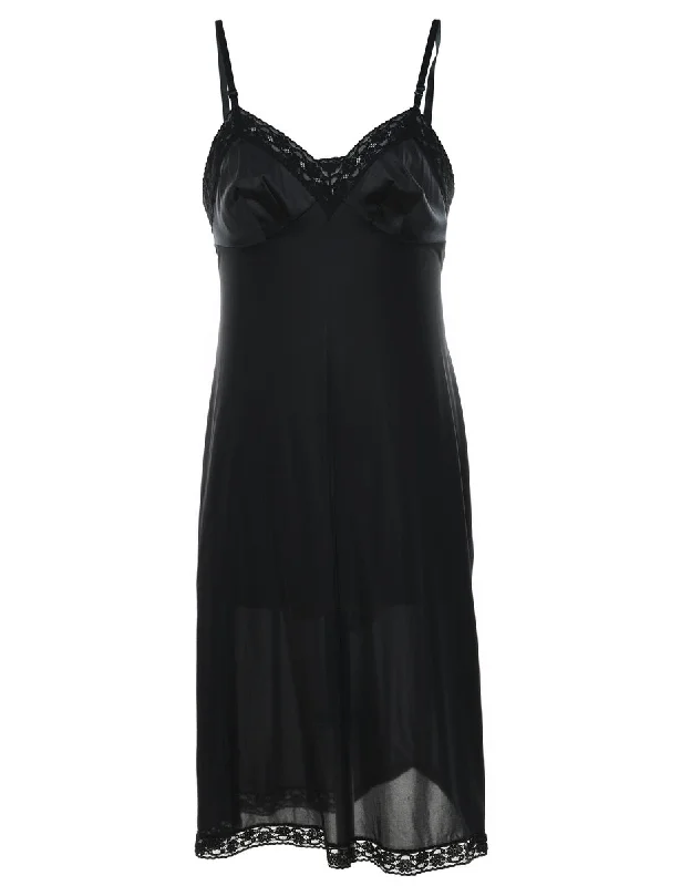 Sale Event insulated coatBlack Lace Trim Slip Dress - S