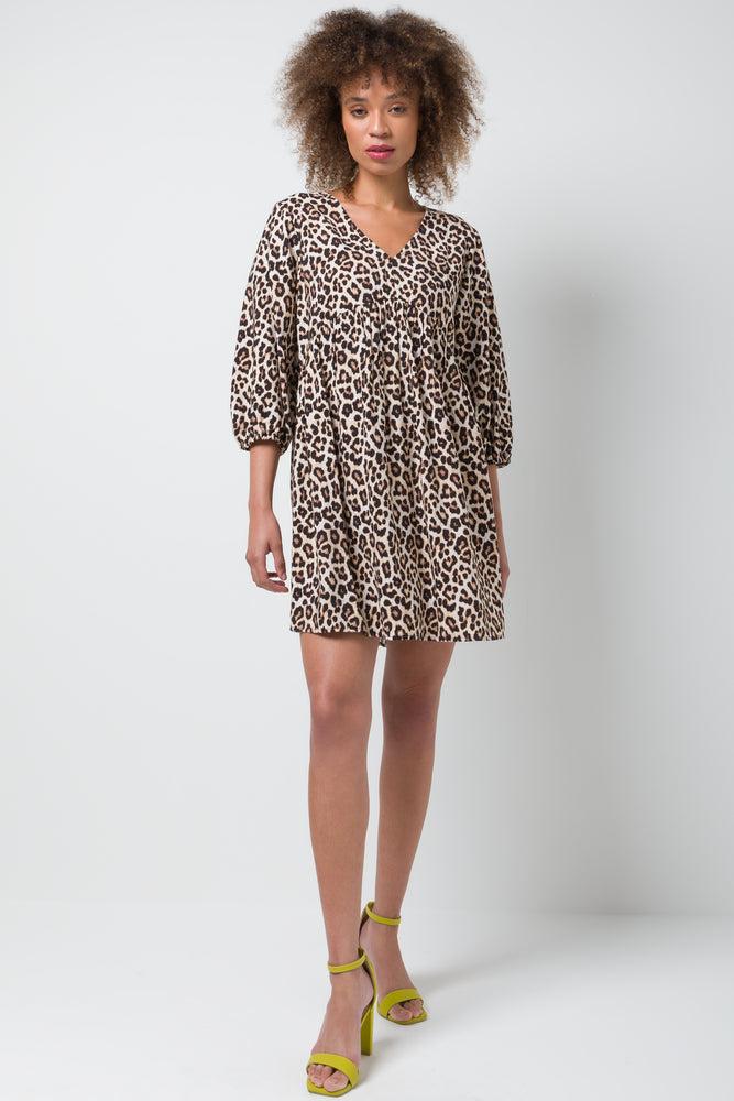 casual dressThree-Quarter Sleeve Dress Brown