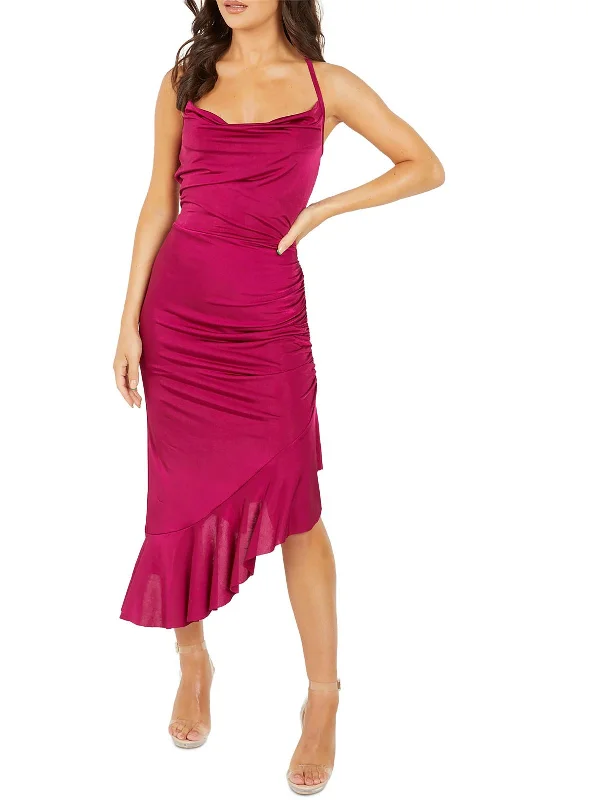 layered dressJuniors Womens Ruffled Asymmetric Cocktail and Party Dress