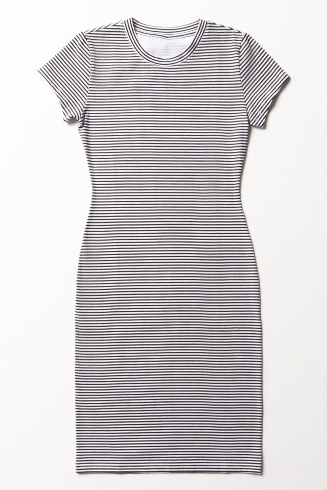 comfy dressStripe Short Sleeve Bodycon Dress White