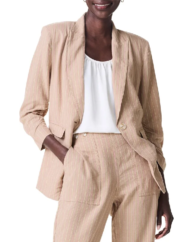 graphic coatNic+Zoe Central Park Scrunch Sleeve Linen-Blend Jacket