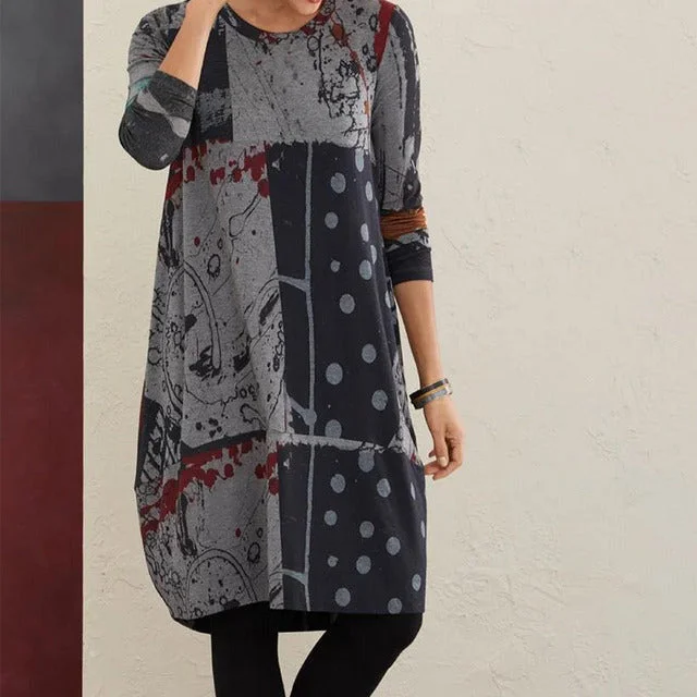New Markdowns chic slip dressAbstract Print Vintage Dress