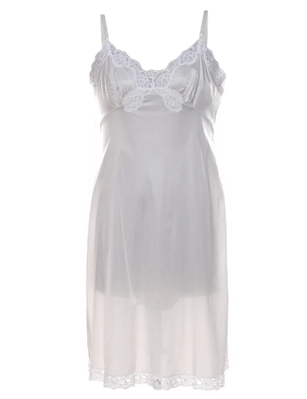 Stock Clearance classic bomber jacketWhite Lace Trim Slip Dress - S