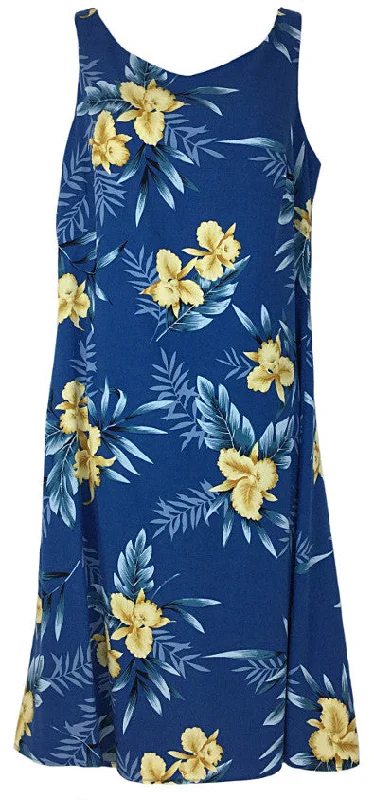 Amazing Deals Short Tank Strap Hawaiian Dress Blue-902R
