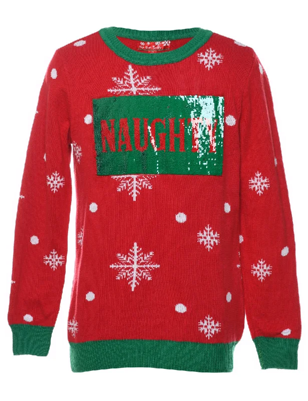 Instant Discount fitted coatRed & Green Sequined Christmas Jumper - M