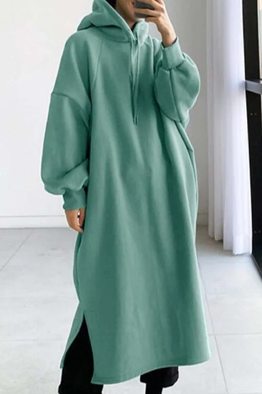 classic fit-and-flare dressDrop Shoulder Hooded Sweatshirt Dress