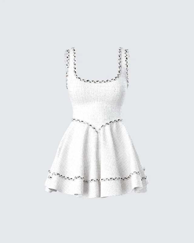 Big Discounts summer floral dressLorene Ivory Tweed Mini Dress