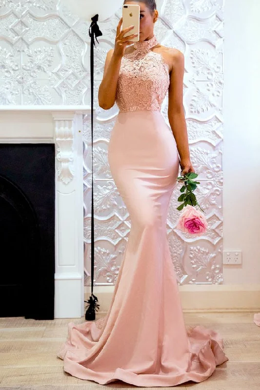 Today’s Deal stylish party dressSexy High Neck Mermaid Long Bridesmaid Dress