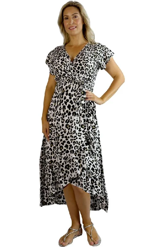 Final Markdown Long Wrap Dress "Safari"