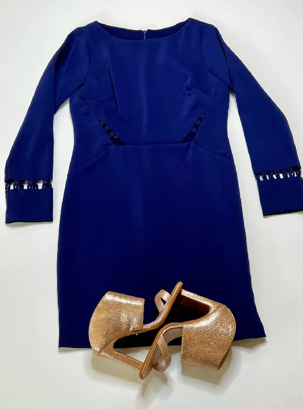 one-shoulder dressKnot Long Sleeve Cut Out Dress in Electrtic Blue