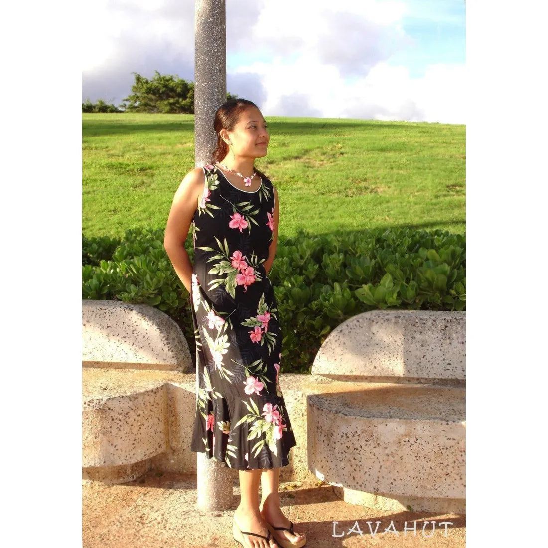 The Best Prices Midnight Black Hana Aloha Hawaiian Dress