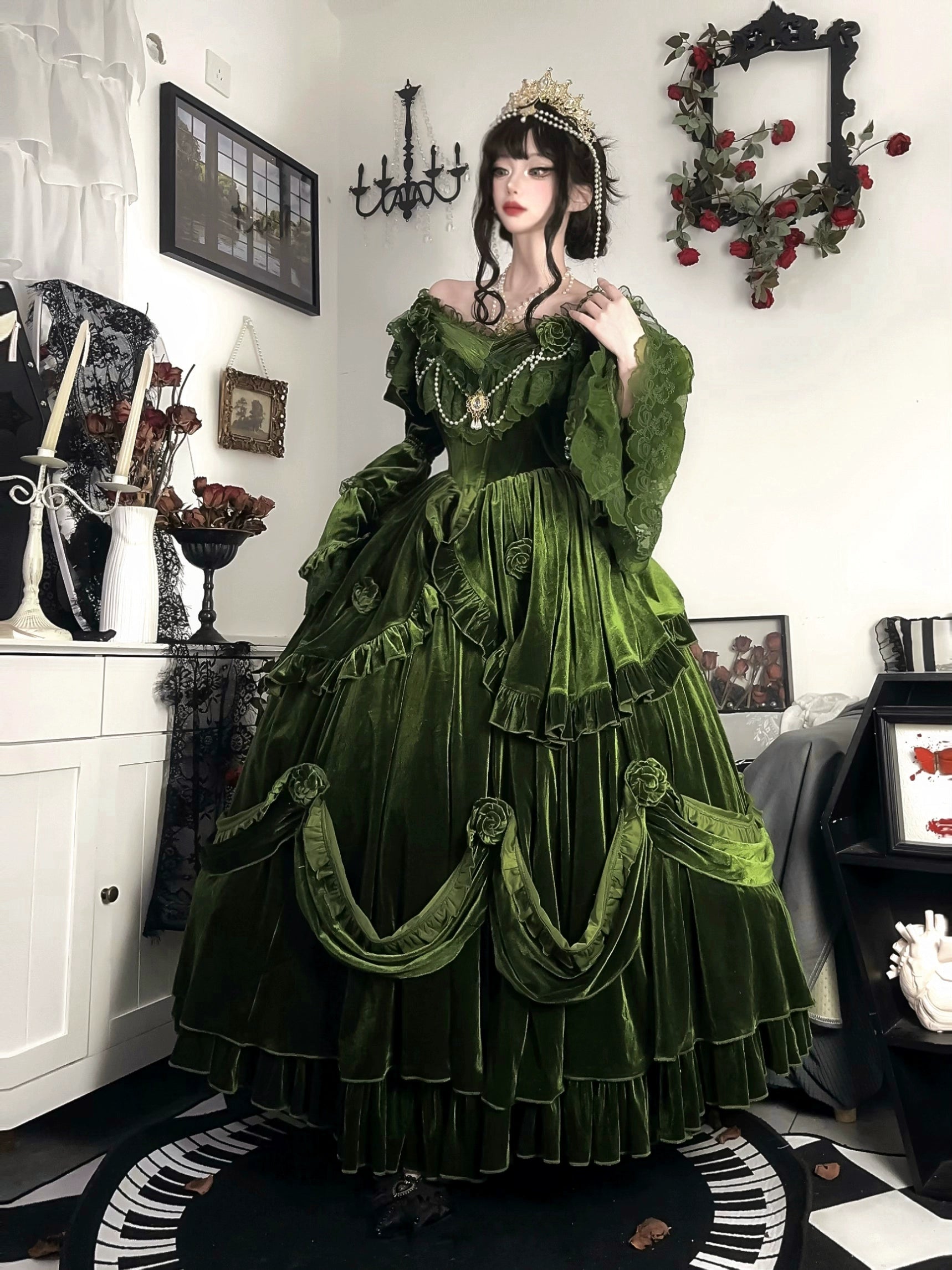 Customer Appreciation Sale pleated maxi dressMeowing and fruity~Tana Manor~Classic Lolita OP Dress Vintage Dress Multicolor