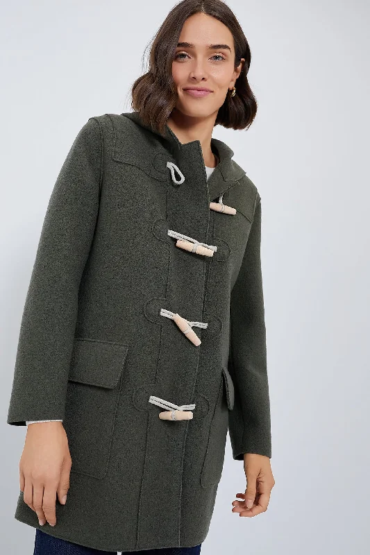 insulated trench coatHunting Green Duffle Boiled Wool Coat