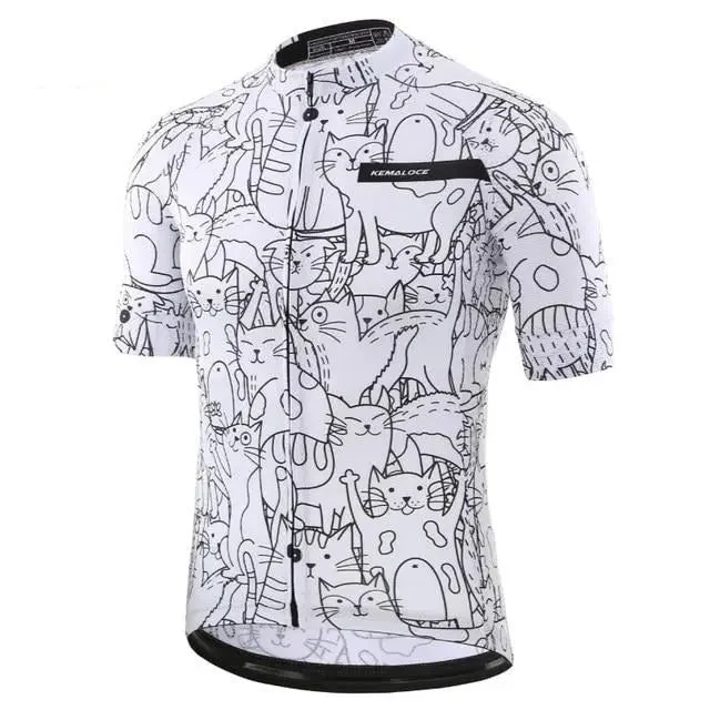 stylish athletic hoodieUnisex White Cat Cycling Jersey