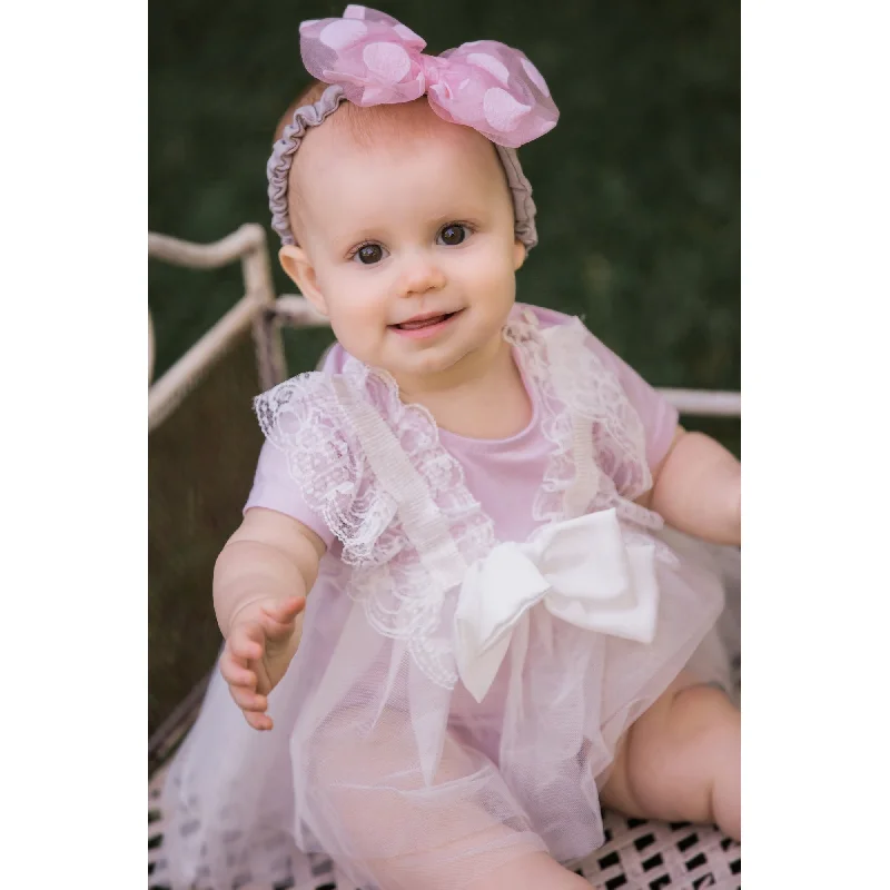 Extra Discounts ruffle dressMaeli Rose Lace and Bow Onesie