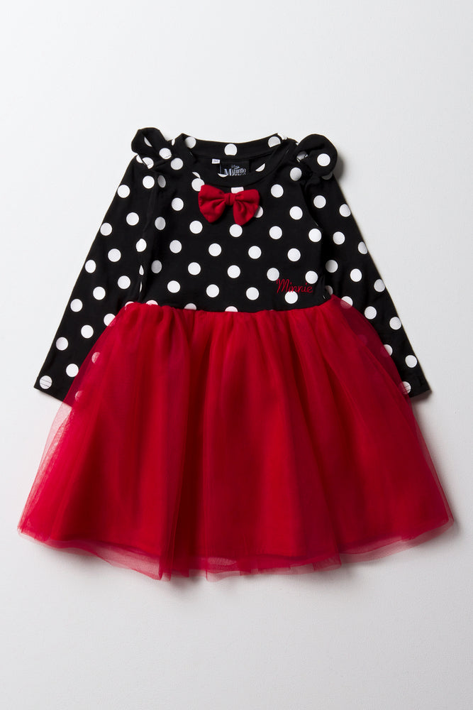 tiered dressMinnie Mouse Long Sleeve Tulle Dress Red