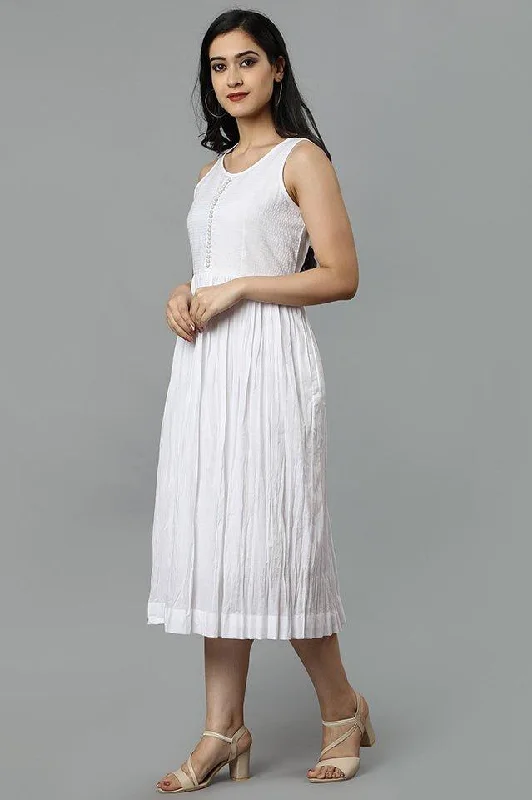 Hot Deal White Sleeveless Cotton Angel Dress