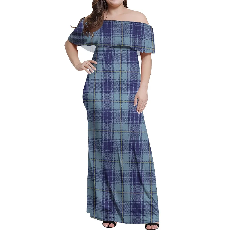 The Best Prices Traynor Tartan Off Shoulder Long Dress