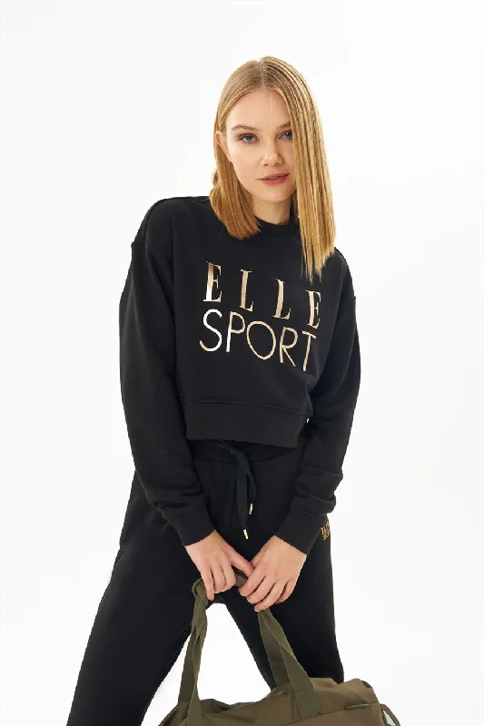 gym ready hoodieAngelino Sport Black Gilded Woman Crop Sweatshirt